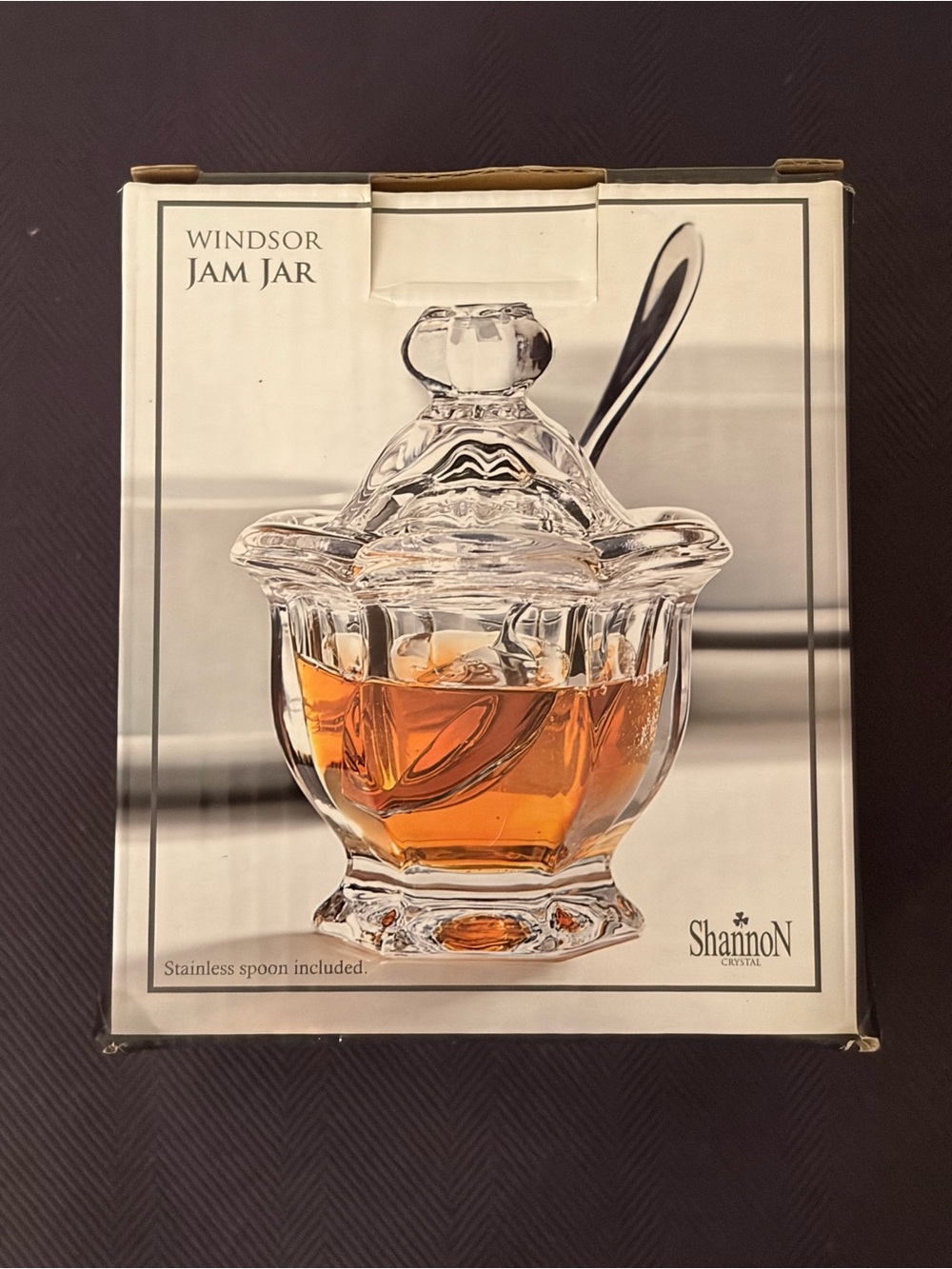 Windsor Jam Jar, 3 oz. by Godinger 4.5 inches (H) × 4 (W), Clear NEW IN BOX - Picture 3 of 15